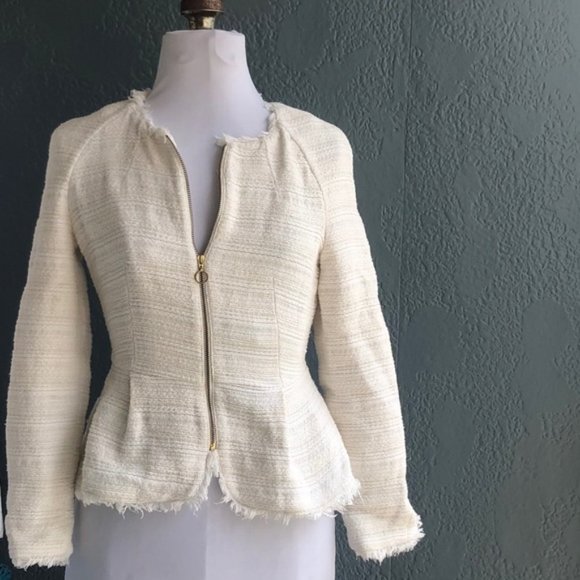 Zara Jackets & Blazers - ZARA TRAFALUC Cream Peplum Lightweight Jacket